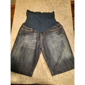 A Pea In The Pod Maternity Thick Stitch Denim Blue Bermuda Shorts Size 32